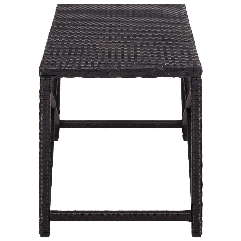 Bench Black Poly Rattan, Powder-Coated Steel 47.2 in Durable