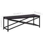 Bench Black Poly Rattan, Powder-Coated Steel 47.2 in Durable