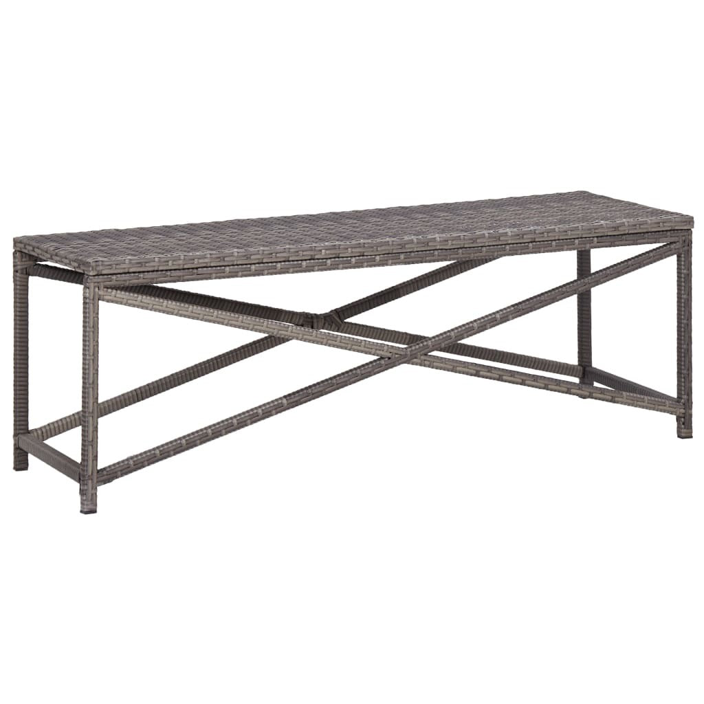 Bench Grey PE Rattan, Powder-Coated Steel 47.2 in Tough Bench