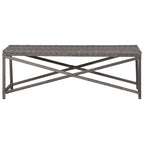 Bench Grey PE Rattan, Powder-Coated Steel 47.2 in Tough Bench
