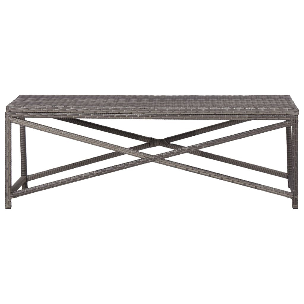 Bench Grey PE Rattan, Powder-Coated Steel 47.2 in Tough Bench
