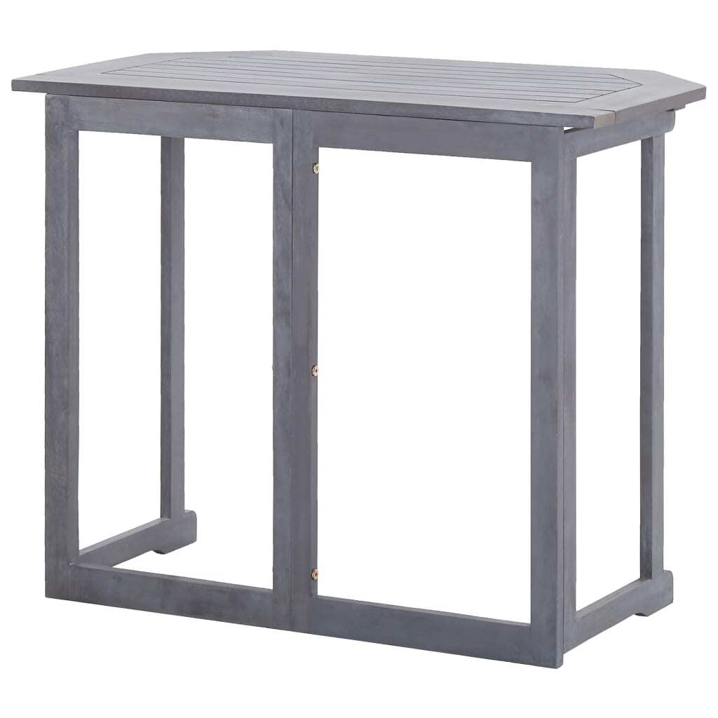 Balcony Table Grey Solid Acacia Wood 35.4 x 19.7 x 29.1 in