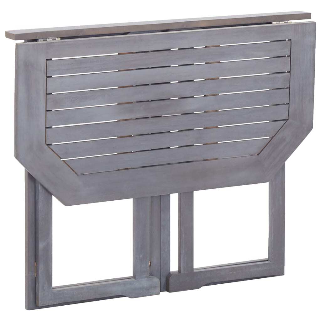 Balcony Table Grey Solid Acacia Wood 35.4 x 19.7 x 29.1 in