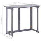 Balcony Table Grey Solid Acacia Wood 35.4 x 19.7 x 29.1 in