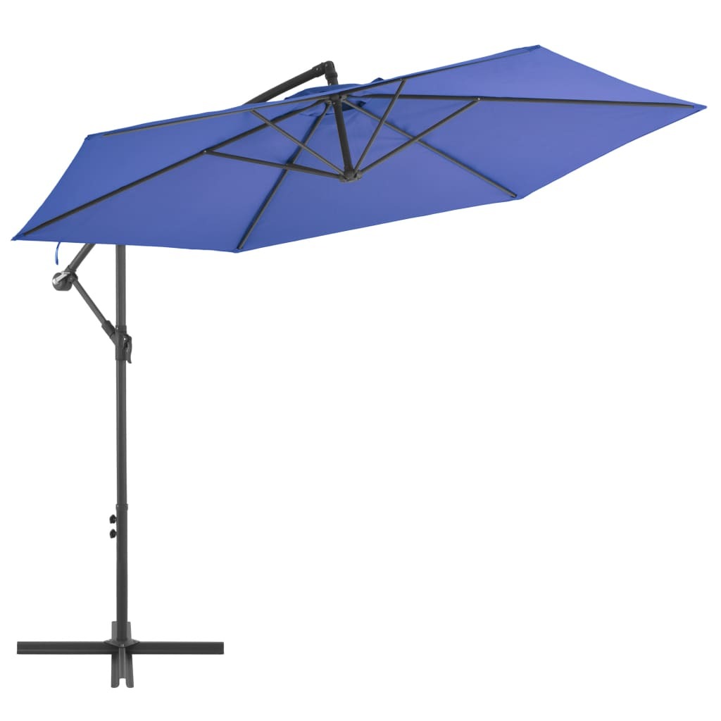 Cantilever Garden Parasol Blue Polyester, Metal Large Tiltable