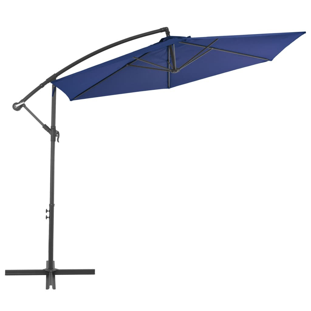 Cantilever Garden Parasol Blue Polyester, Metal Large Tiltable