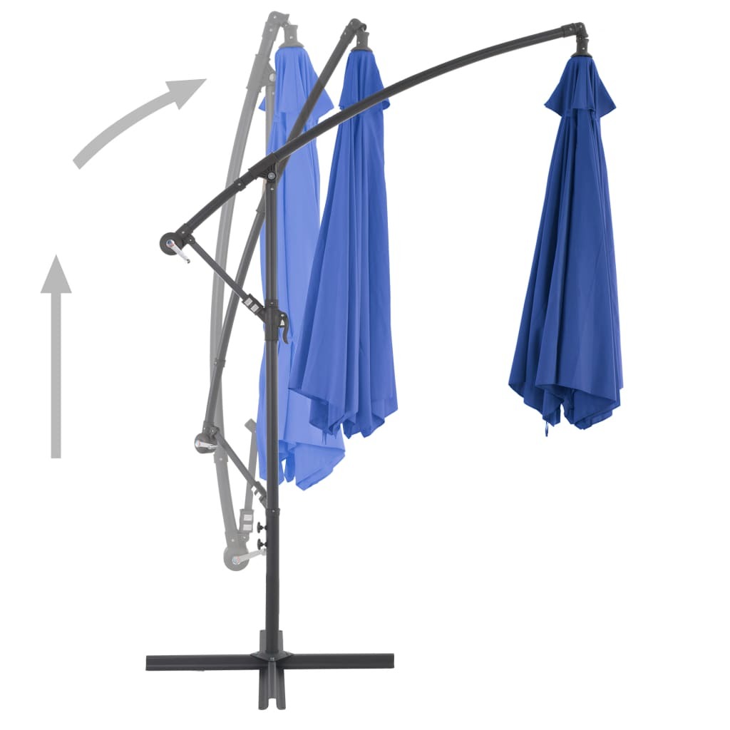 Cantilever Garden Parasol Blue Polyester, Metal Large Tiltable