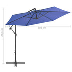Cantilever Garden Parasol Blue Polyester, Metal Large Tiltable