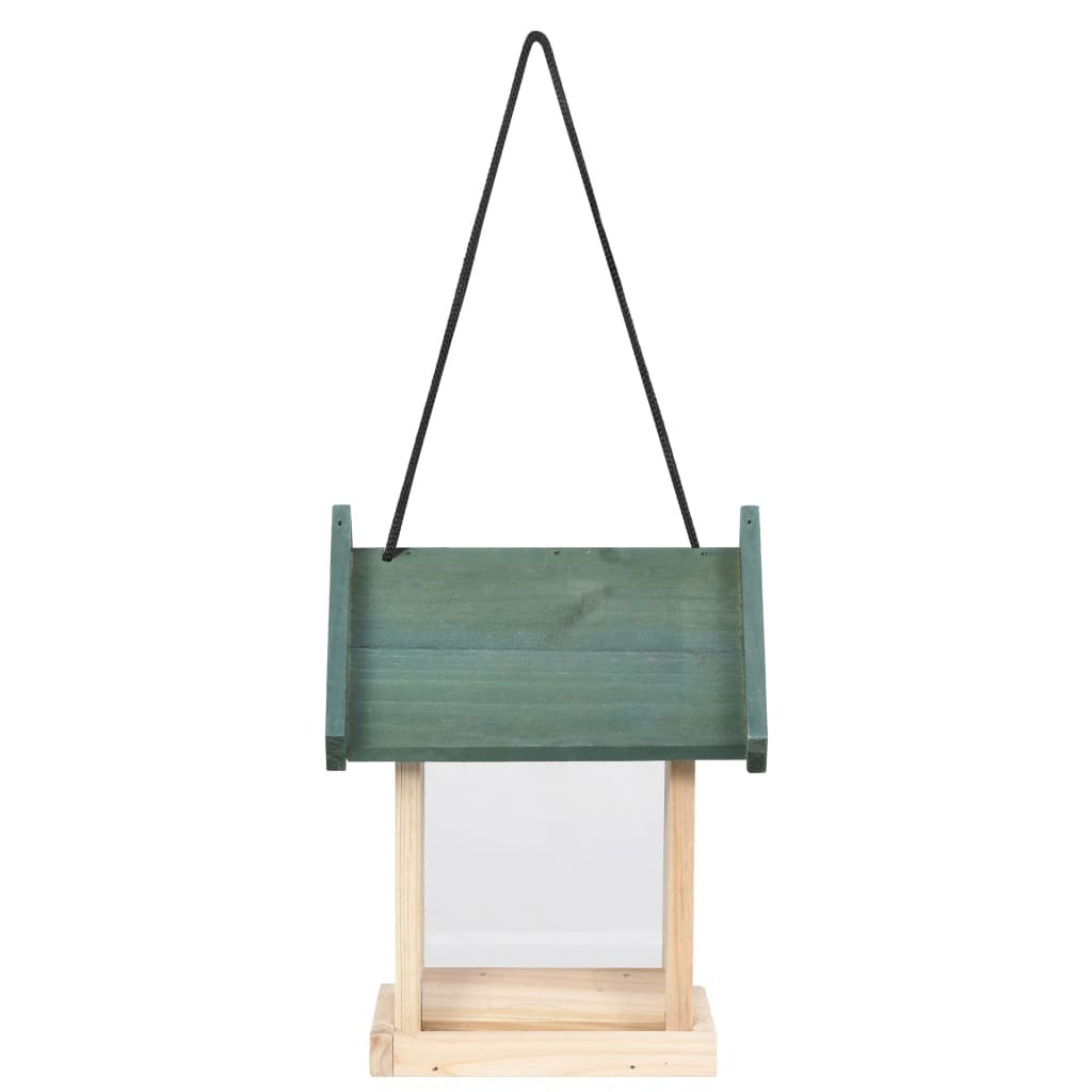 Bird Feeder Green, Natural Wood Firwood, PVC Medium Portable