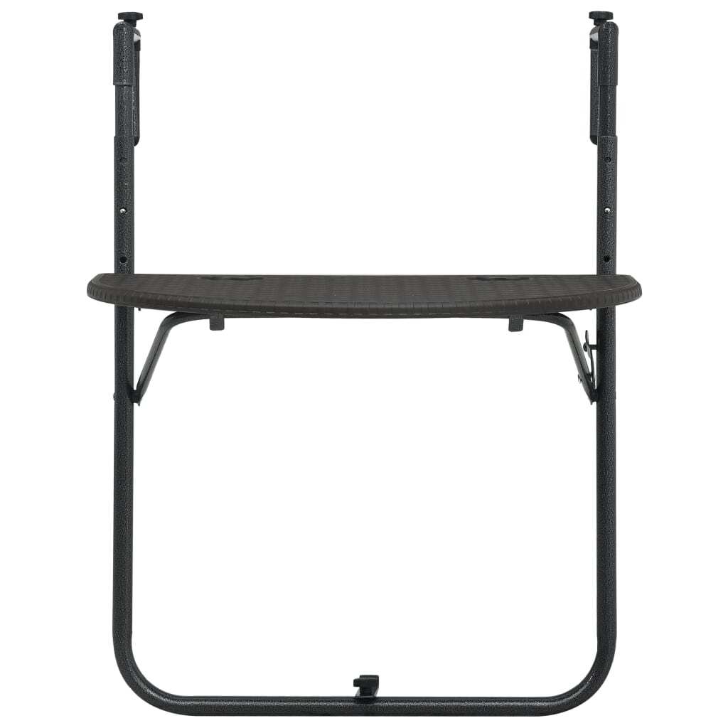 Balcony Table Brown Plastic, Steel Medium Foldable