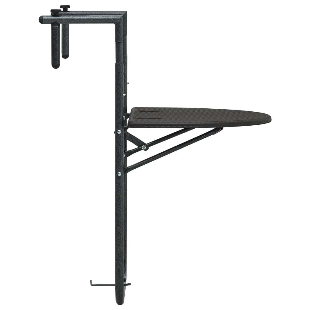 Balcony Table Brown Plastic, Steel Medium Foldable