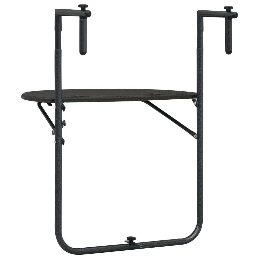 Balcony Table Brown Plastic, Steel Medium Foldable