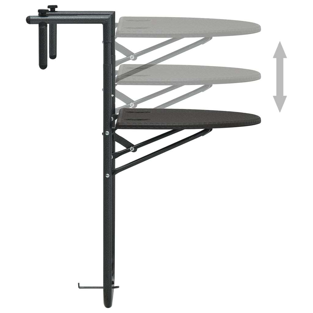 Balcony Table Brown Plastic, Steel Medium Foldable