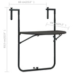Balcony Table Brown Plastic, Steel Medium Foldable