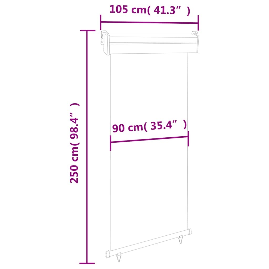 Balcony Side Awning Black Steel, Aluminum, Polyester 41.3 x 98.4 in