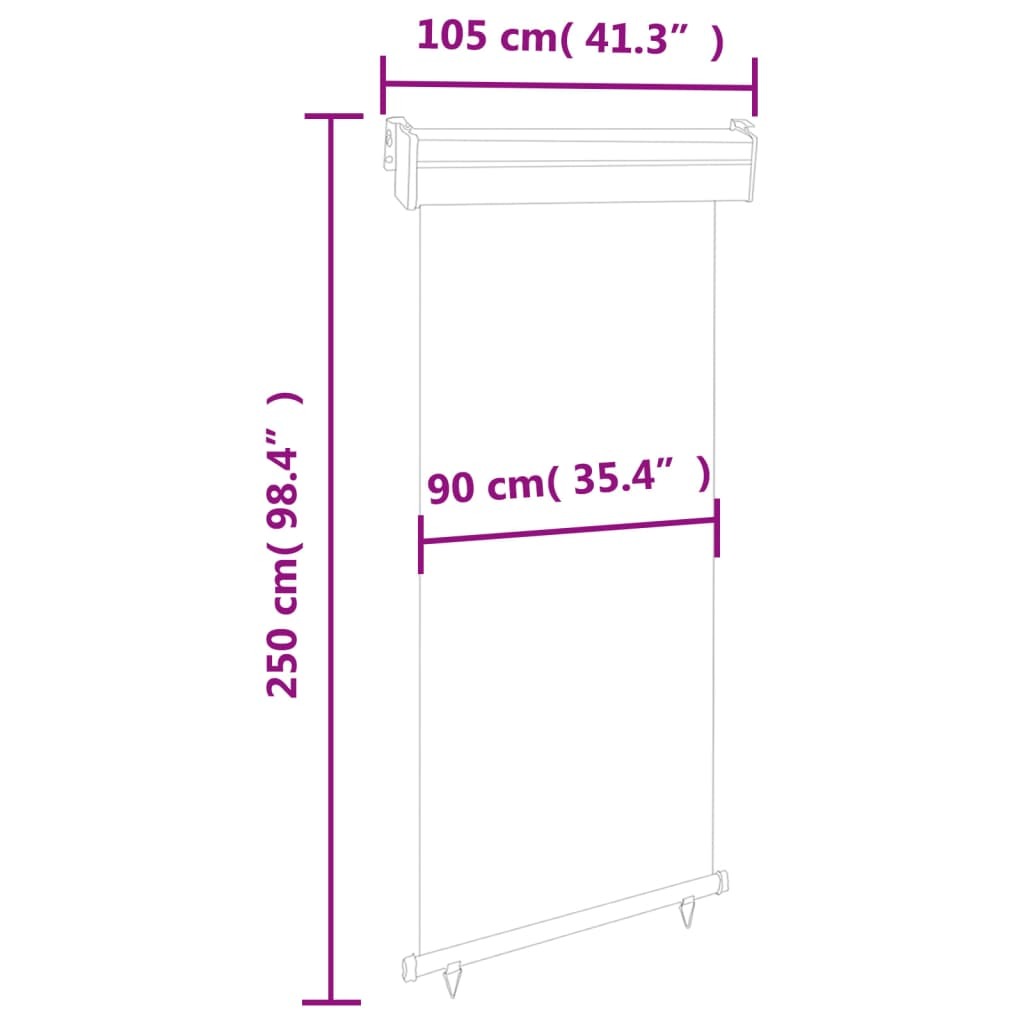Balcony Side Awning Cream Steel, Aluminum, 100% Polyester