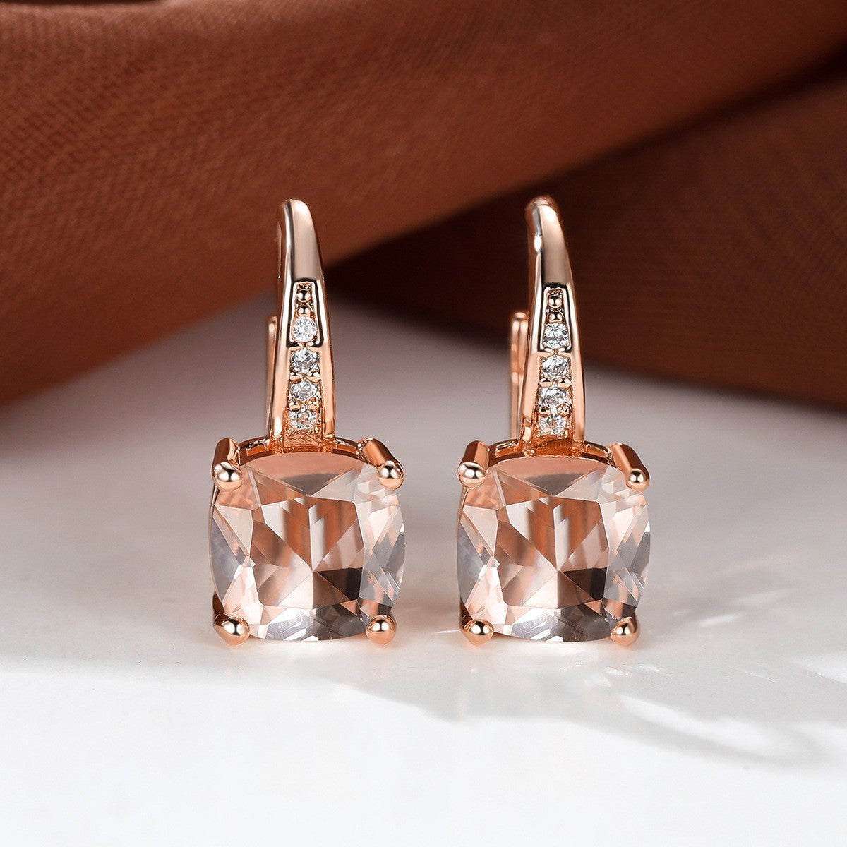Square Zircon Inlaid Ear Hook – Korean Style Fashion, Versatile Design