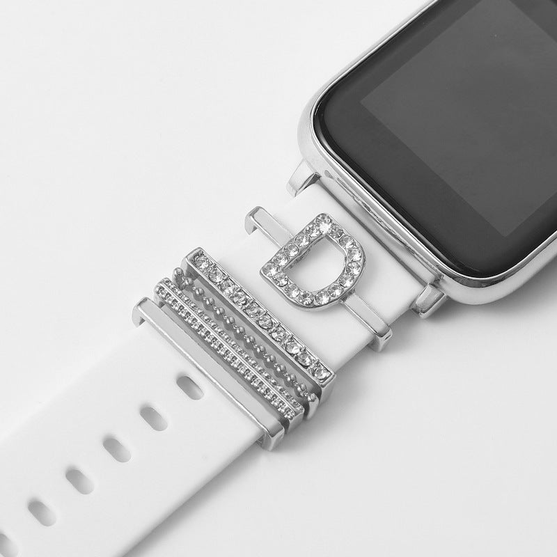 Customizable 26-Letter Diamond Silicone & Alloy Strap Bracelet