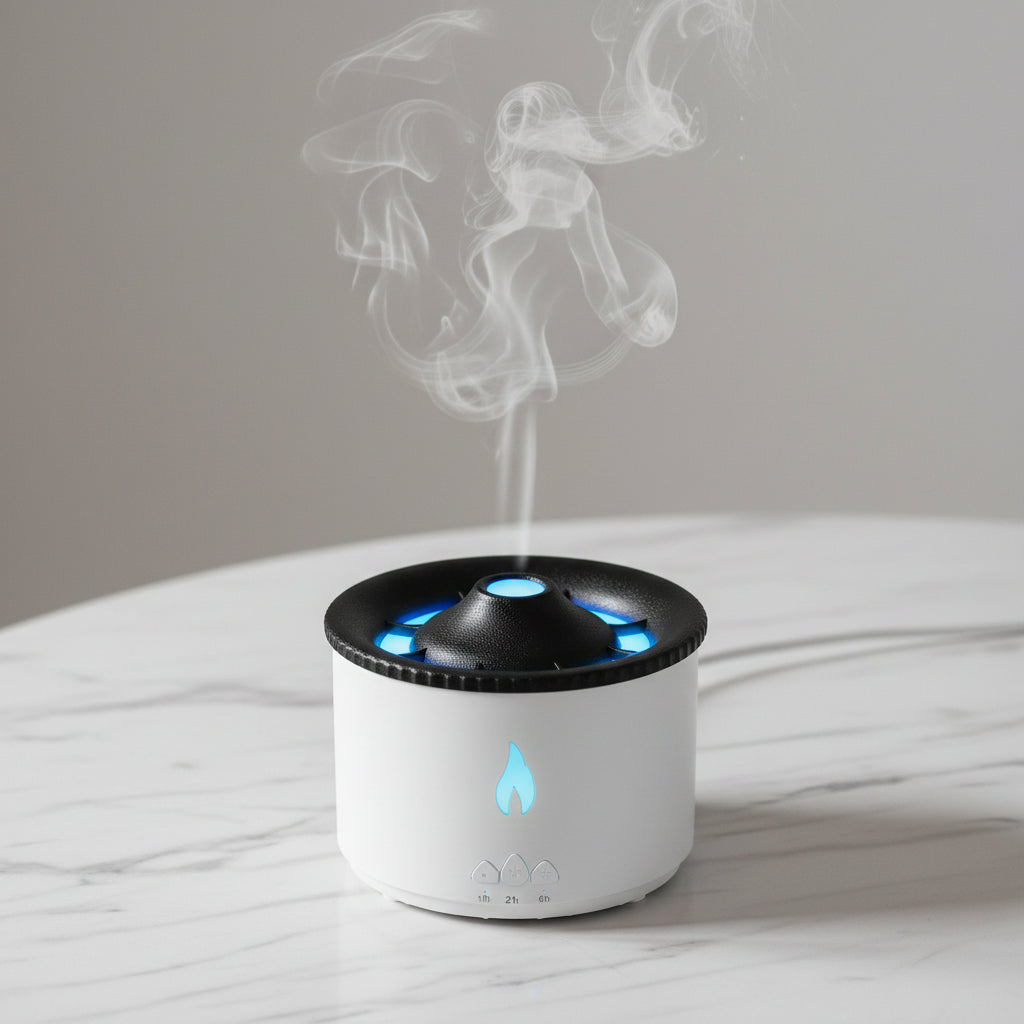 Creative Ultrasonic Volcano Essential Oil Humidifier Jellyfish Air & Flame Aromatherapy Diffuser