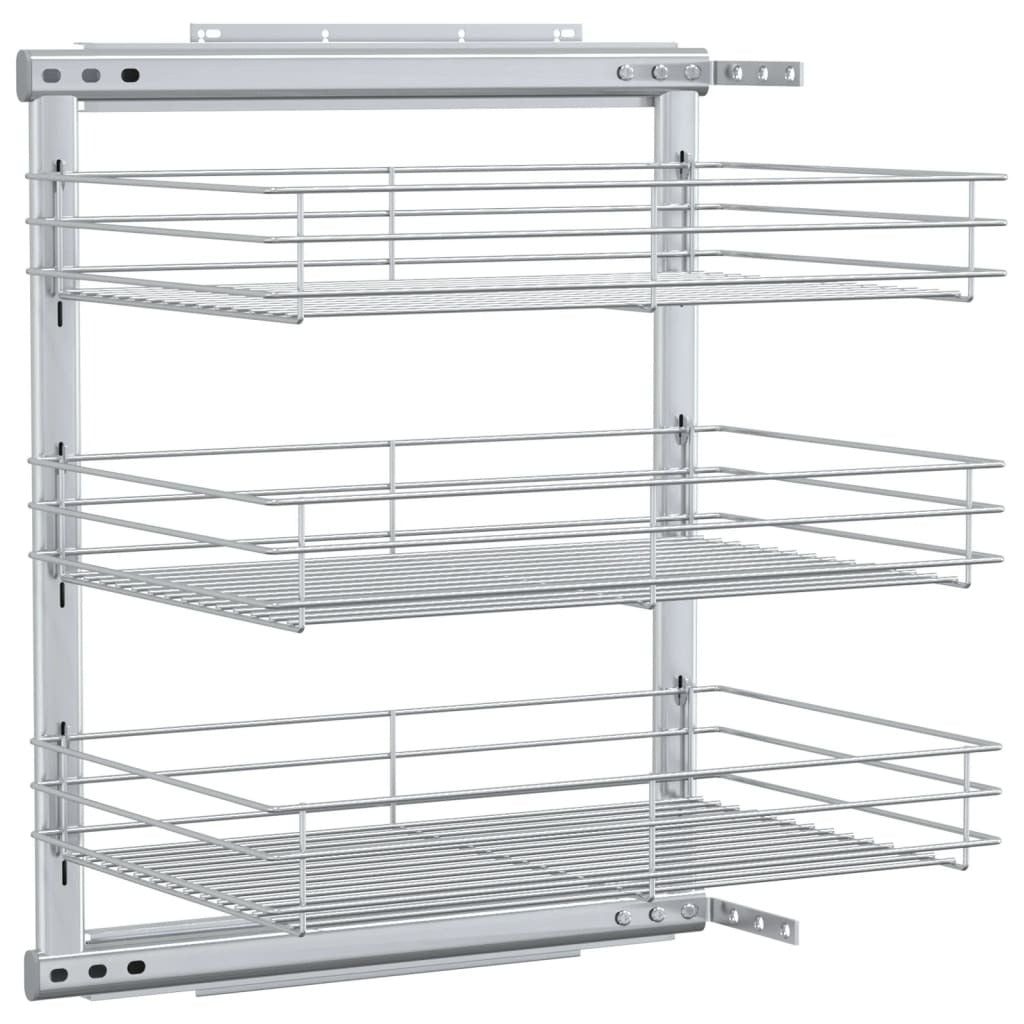 3-Tier Pull-out Kitchen Wire Basket Silver 18.5"x13.8"x22"