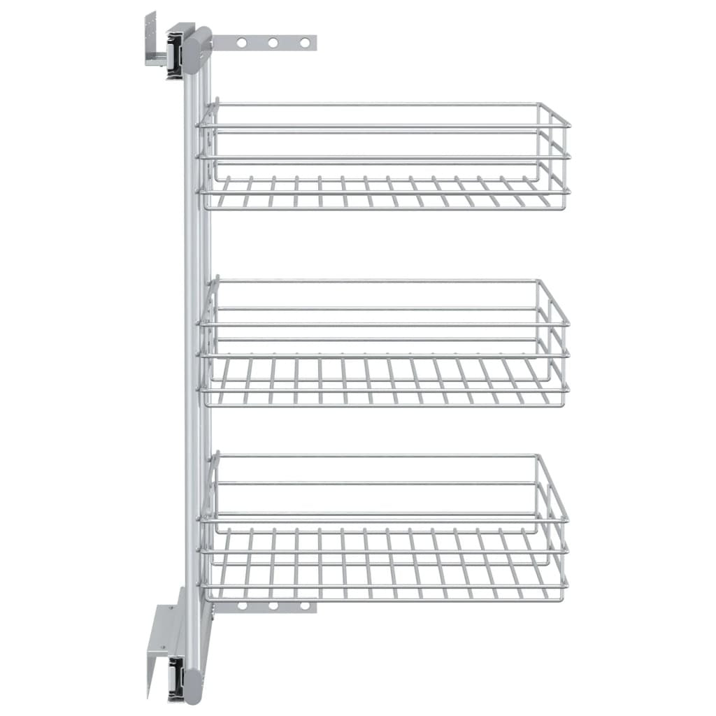 3-Tier Pull-out Kitchen Wire Basket Silver 18.5"x13.8"x22"
