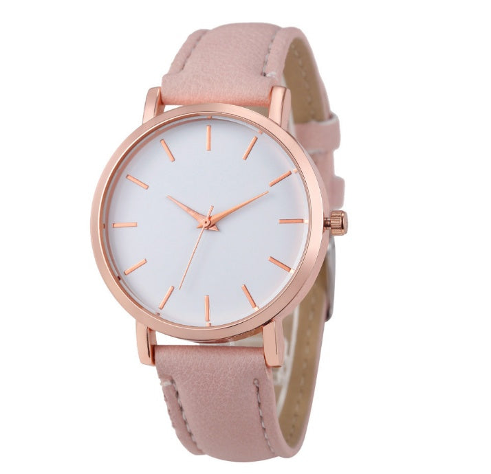 Classic Quartz Watch with Leather Belt Strap