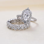 New European & American Fashion Jewelry – Women's Oval Zircon Ring Set