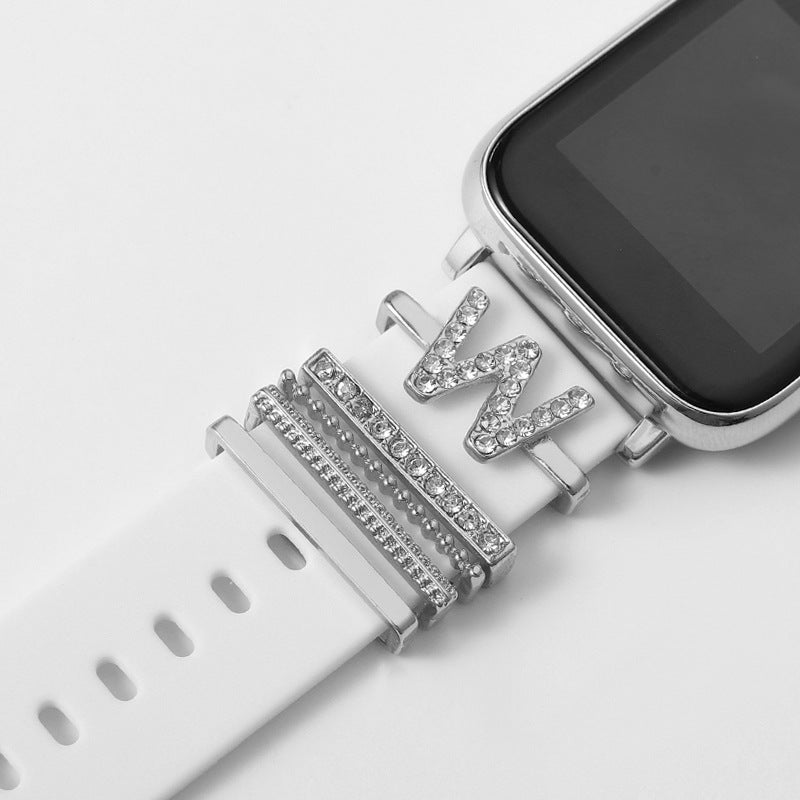 Customizable 26-Letter Diamond Silicone & Alloy Strap Bracelet