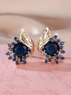 Round Flower Feather Zircon Earrings – Women's Fashionable & Chic