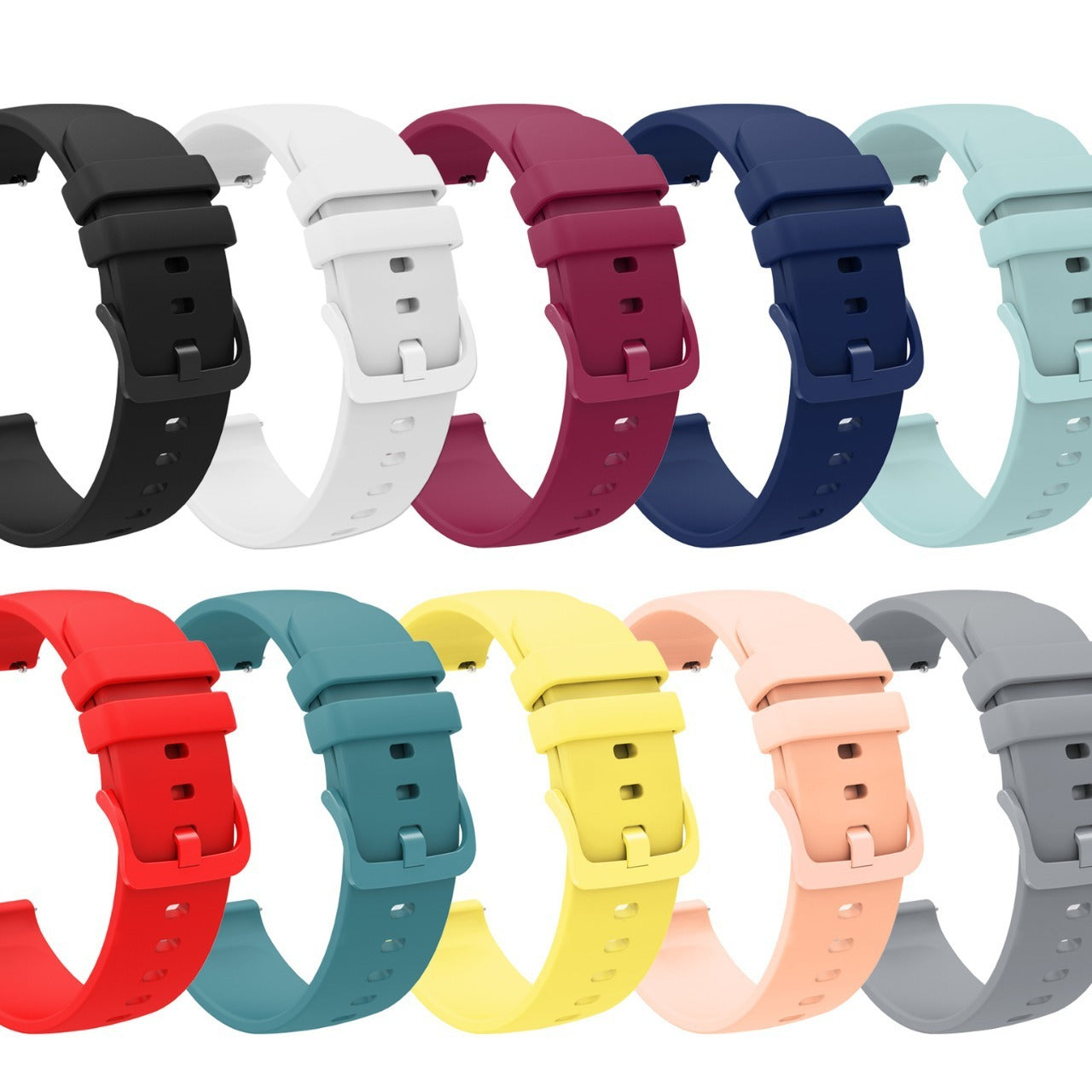 Universal Flat Silicone Watch Strap – Matching Color Buckle