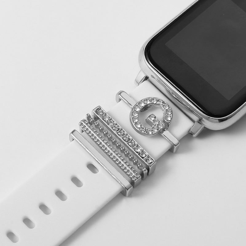 Customizable 26-Letter Diamond Silicone & Alloy Strap Bracelet