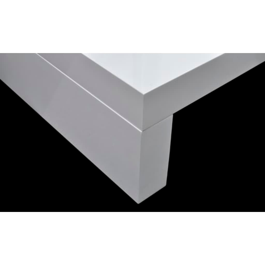 Coffee Table High gloss white MDF, Tempered Glass Medium