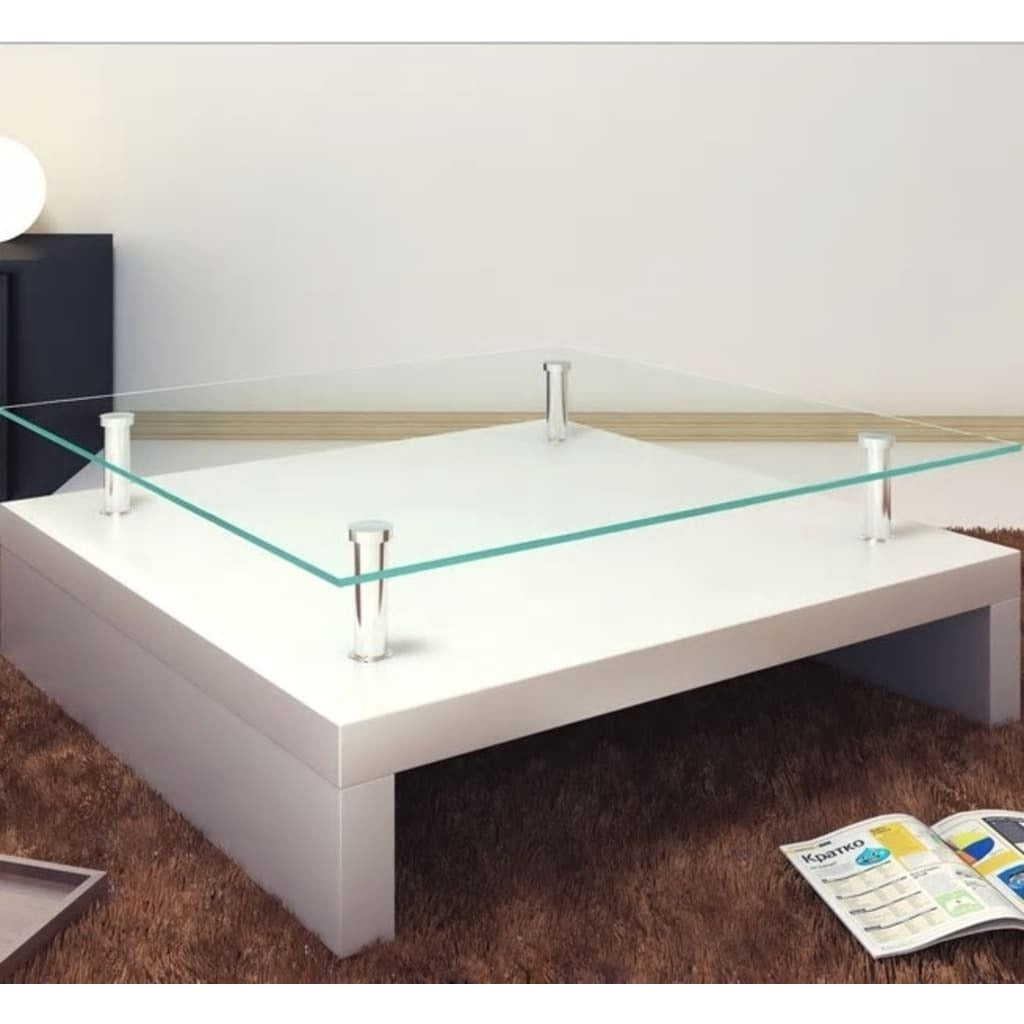 Coffee Table High gloss white MDF, Tempered Glass Medium