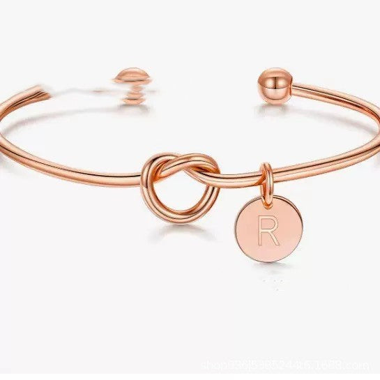 Titanium Steel Bracelet – DIY 26 English Letters with Love Heart Charm