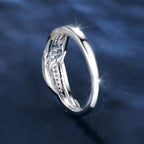 Women's Sea Blue Diamond Ring – Elegant White Diamond Leaf Edges