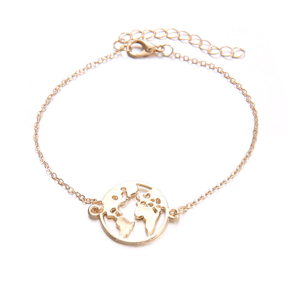 Bohemian Aircraft Map Charm Bracelet Set – 3 Pieces for Women
