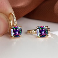Square Zircon Inlaid Ear Hook – Korean Style Fashion, Versatile Design