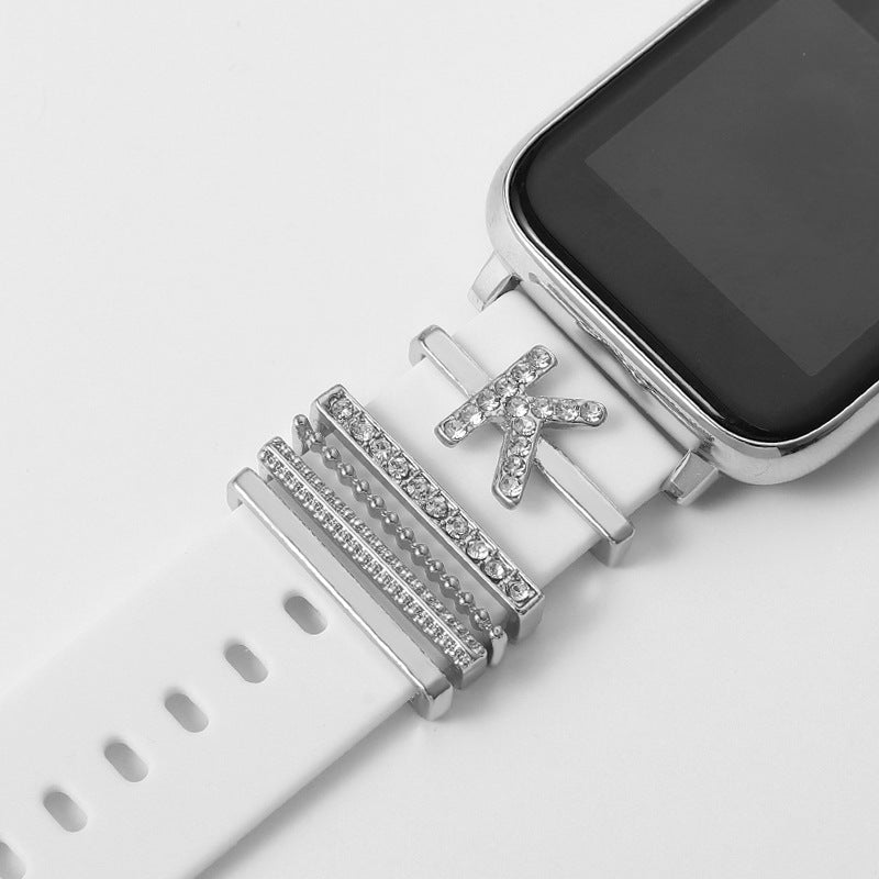 Customizable 26-Letter Diamond Silicone & Alloy Strap Bracelet