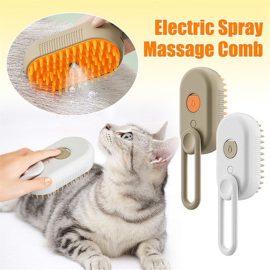 3-in-1 Electric Steam Pet Brush – Hair Removal & Massage Comb for Cats & Dogs