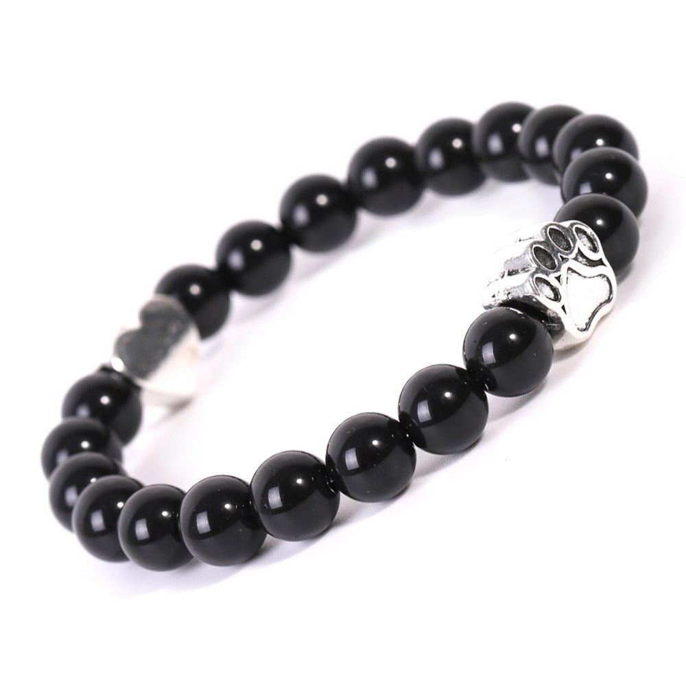 Tigereye & Indian Agate Dog Paw Bracelet with Heart Charm – Fashion Jewelry