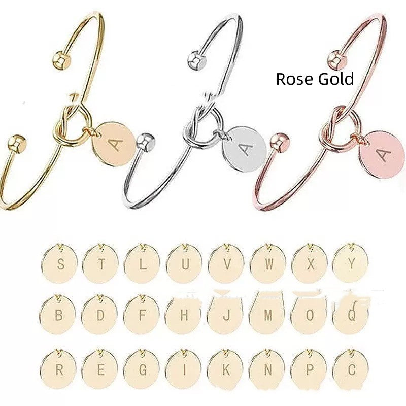 Titanium Steel Bracelet – DIY 26 English Letters with Love Heart Charm