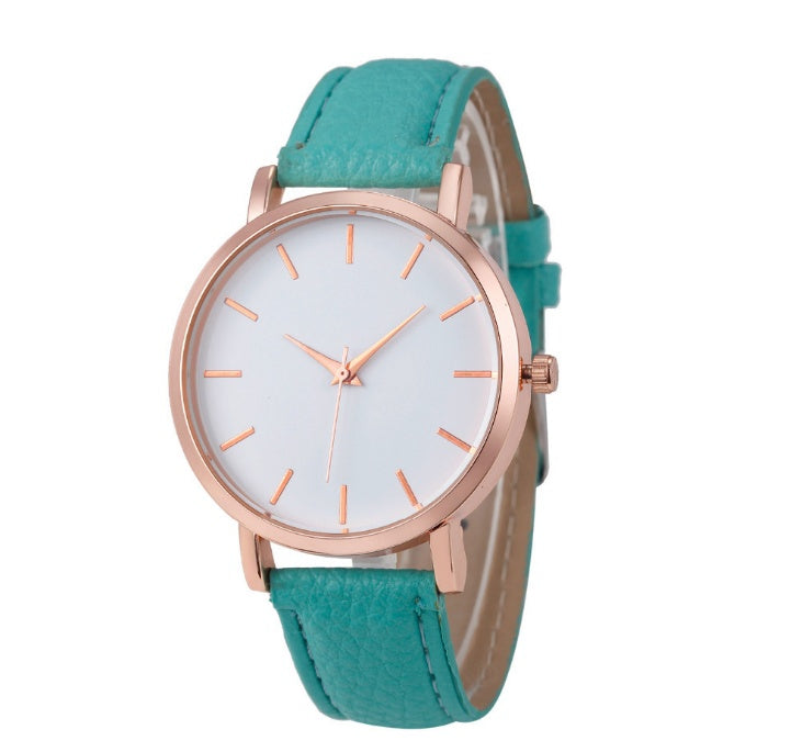 Classic Quartz Watch with Leather Belt Strap