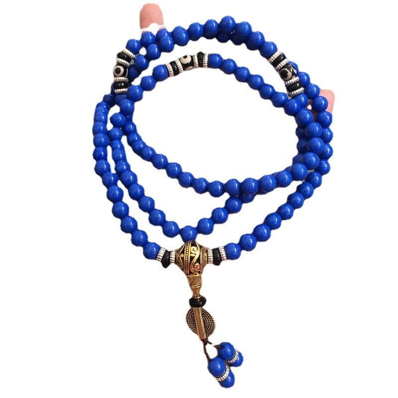 Lapis Lazuli 108 Bead Bracelet – Multi-Circle Design with Tibetan Beads