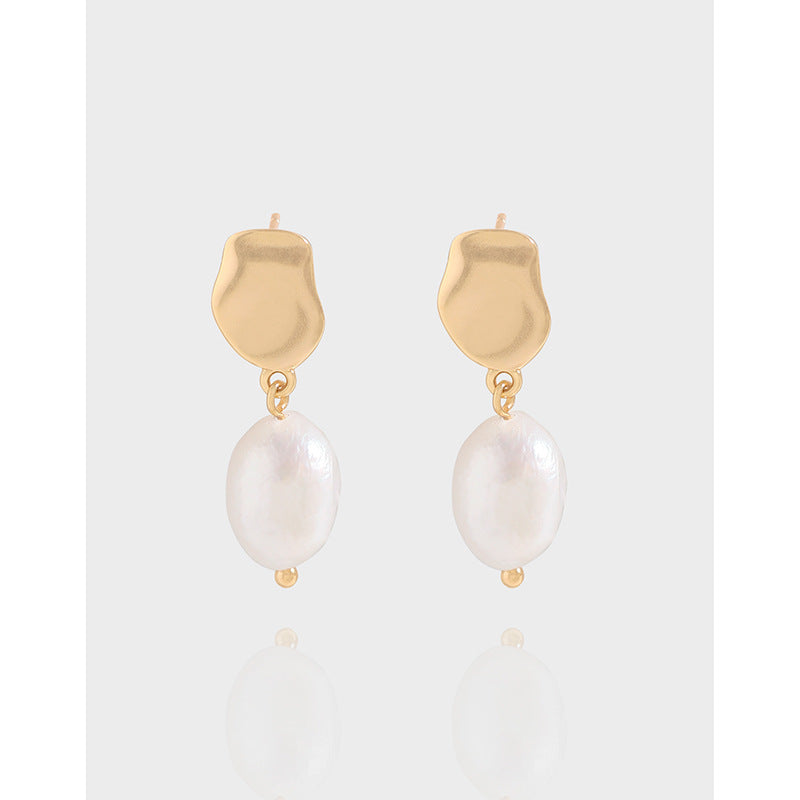 S925 Sterling Silver Stud Earrings – INS Simple Fashion Baroque for Women