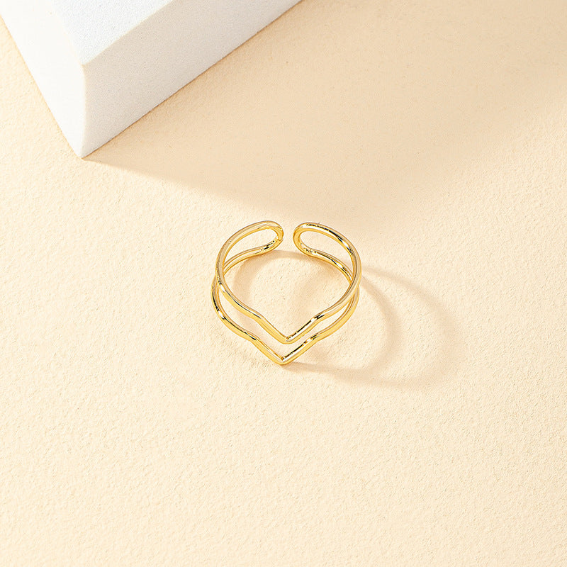 Retro Hollow Heart-Shaped Ring – Simple & Stylish for Women