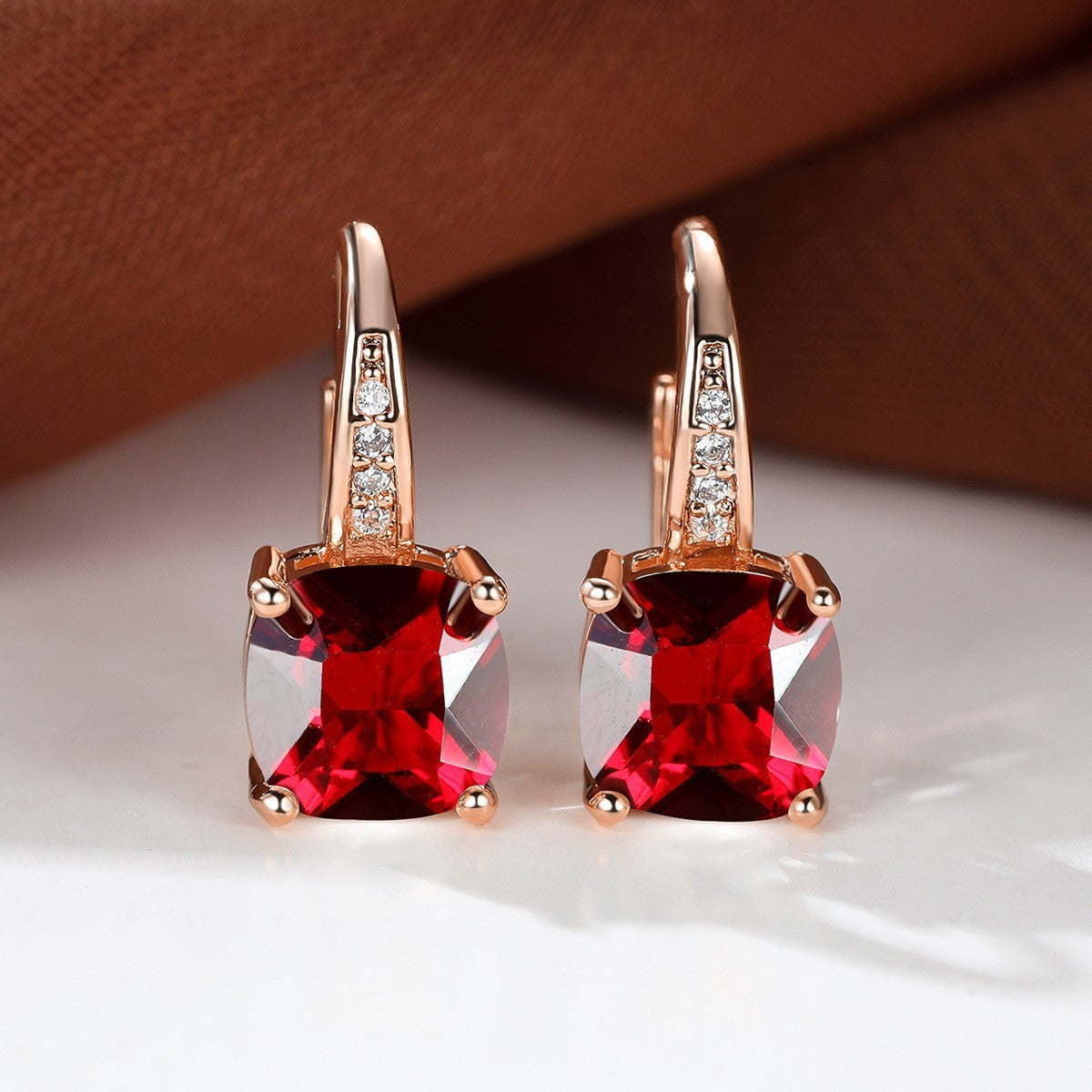 Square Zircon Inlaid Ear Hook – Korean Style Fashion, Versatile Design