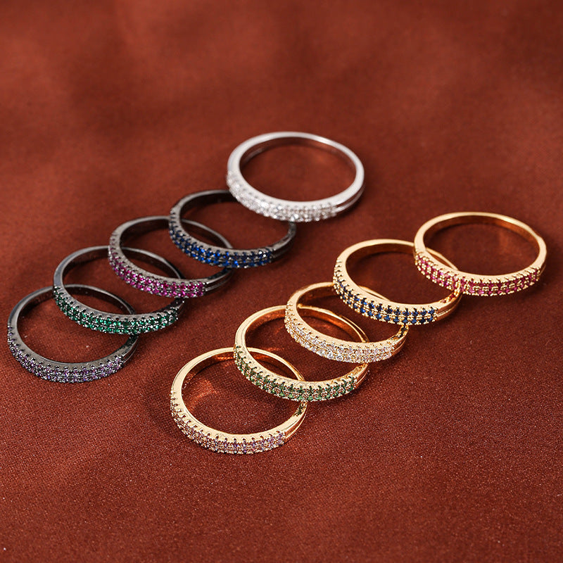 Elegant Color Zircon Bracelet & Ring Set – Minimalist Women's Jewelry
