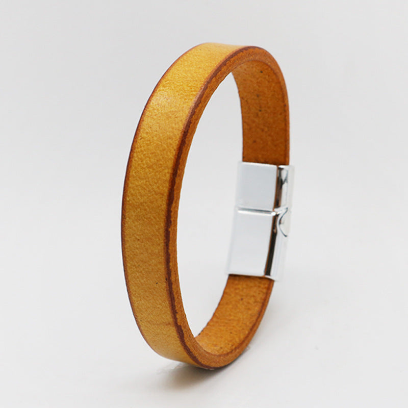 Retro Creative Leather Magnetic Snap Bracelet – Stylish Unisex Accessory