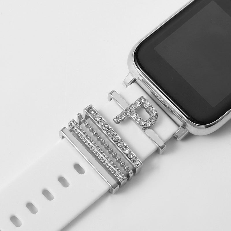Customizable 26-Letter Diamond Silicone & Alloy Strap Bracelet