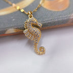 Fashion Zircon Pendant Necklace – Seahorse and Crab Design